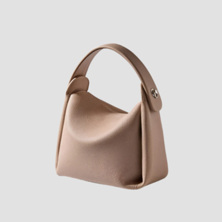 Women's Leather Shoulder Bag – Curved Handle Structured Tote