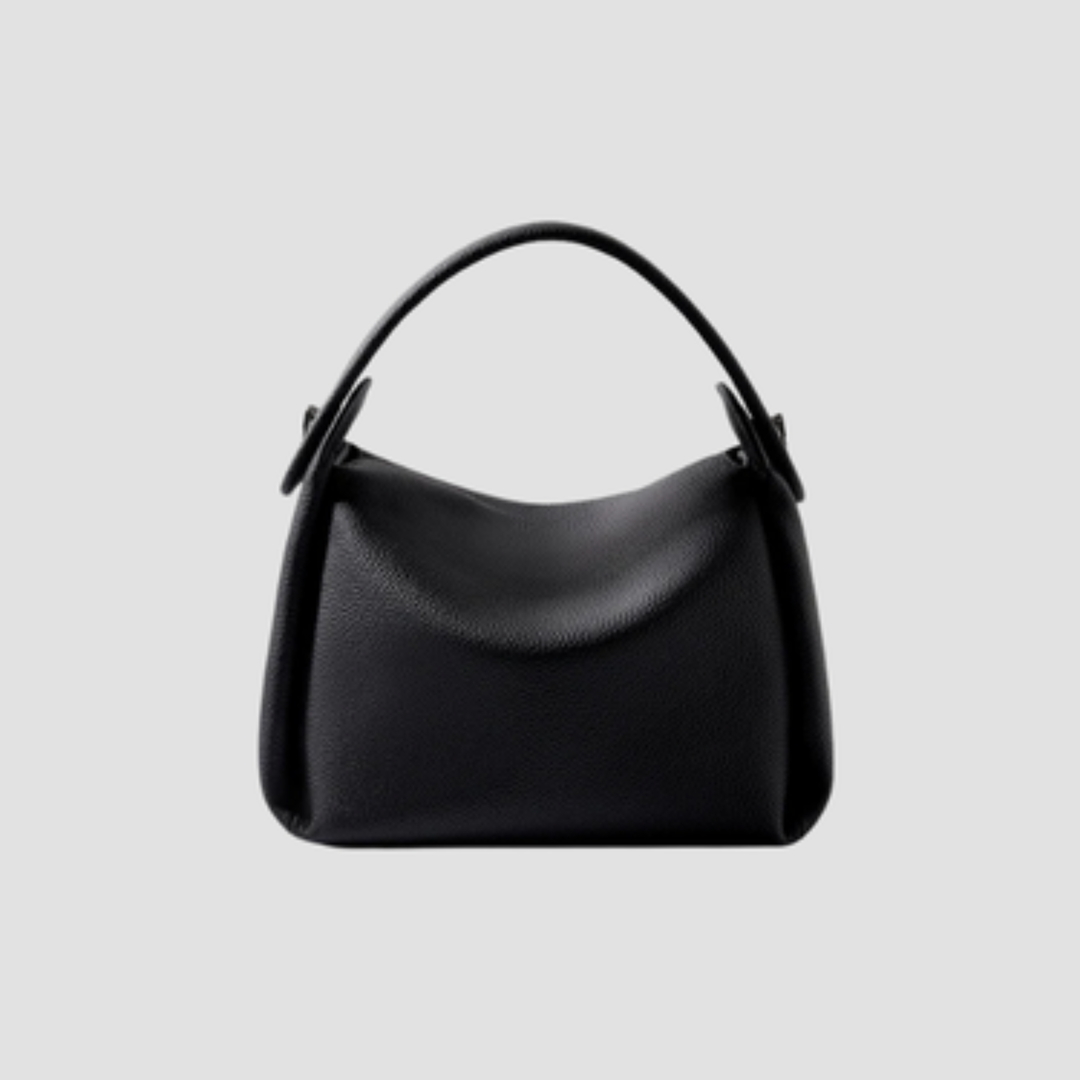 Women's Leather Shoulder Bag – Curved Handle Structured Tote