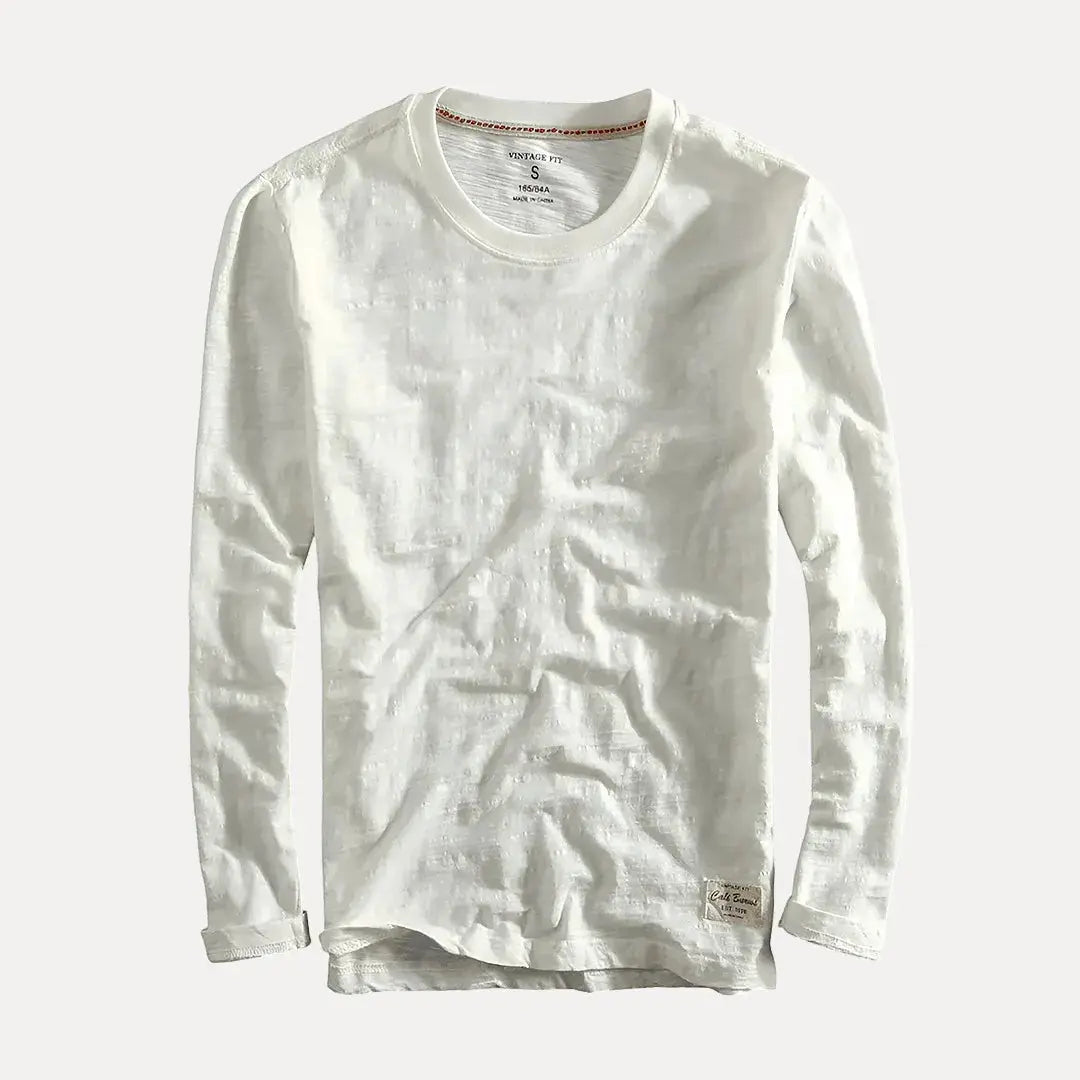 Men's Long Sleeve Knit T-Shirt | Crew Neck Slim Fit Base Layer Top