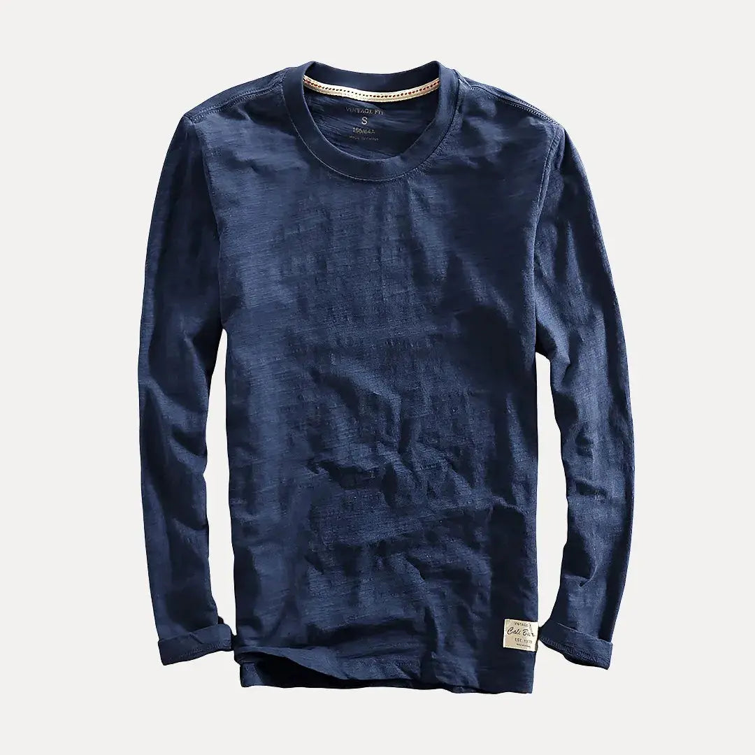 Men's Long Sleeve Knit T-Shirt | Crew Neck Slim Fit Base Layer Top