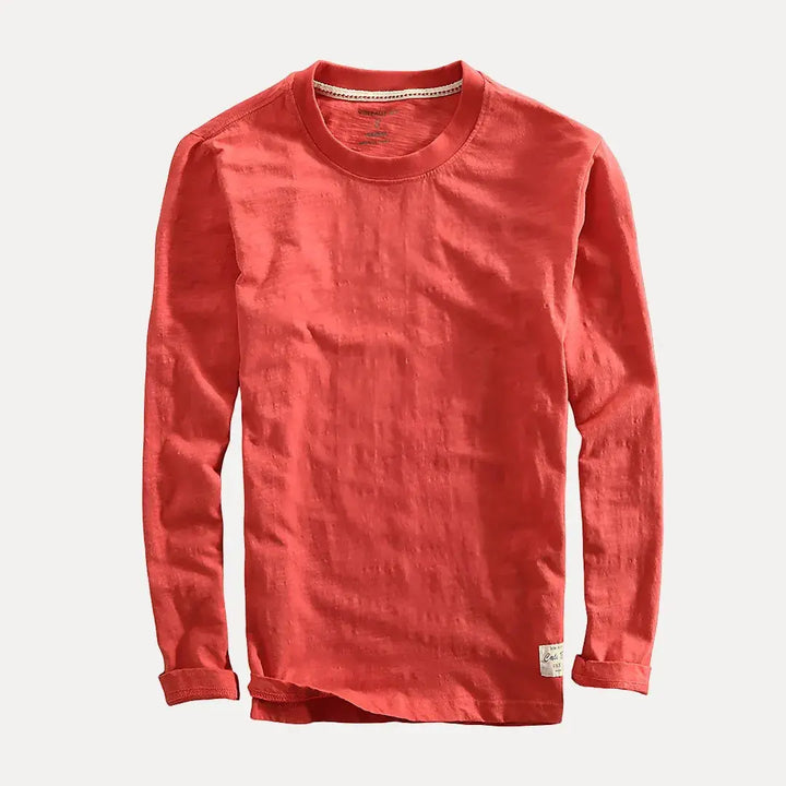 Men's Long Sleeve Knit T-Shirt | Crew Neck Slim Fit Base Layer Top