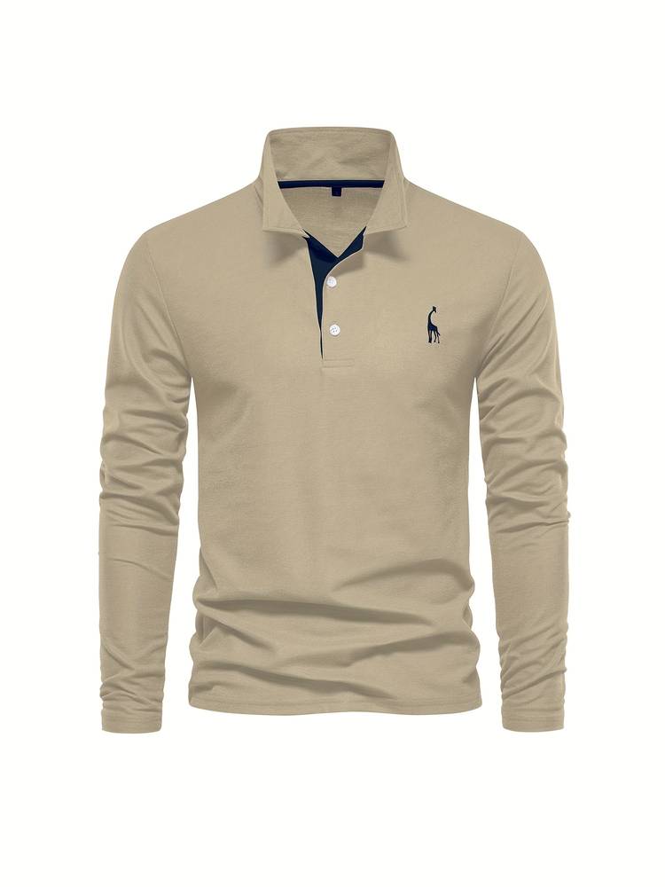 Men's Long Sleeve Polo Shirt Merino Wool Blend Knit Slim Fit