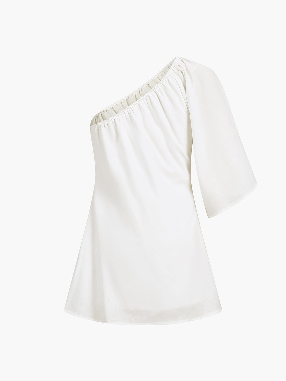 Women's Linen One Shoulder Puff Sleeve Mini Dress