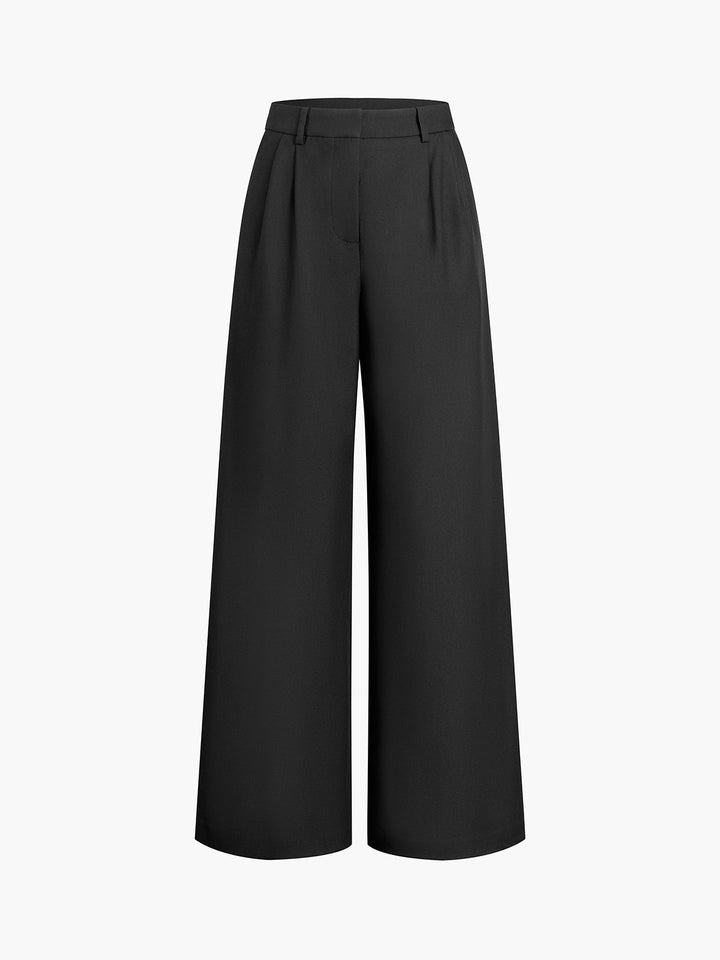 Wide Leg Trousers Women's High Waisted Breathable Summer Blend Tailored Pants