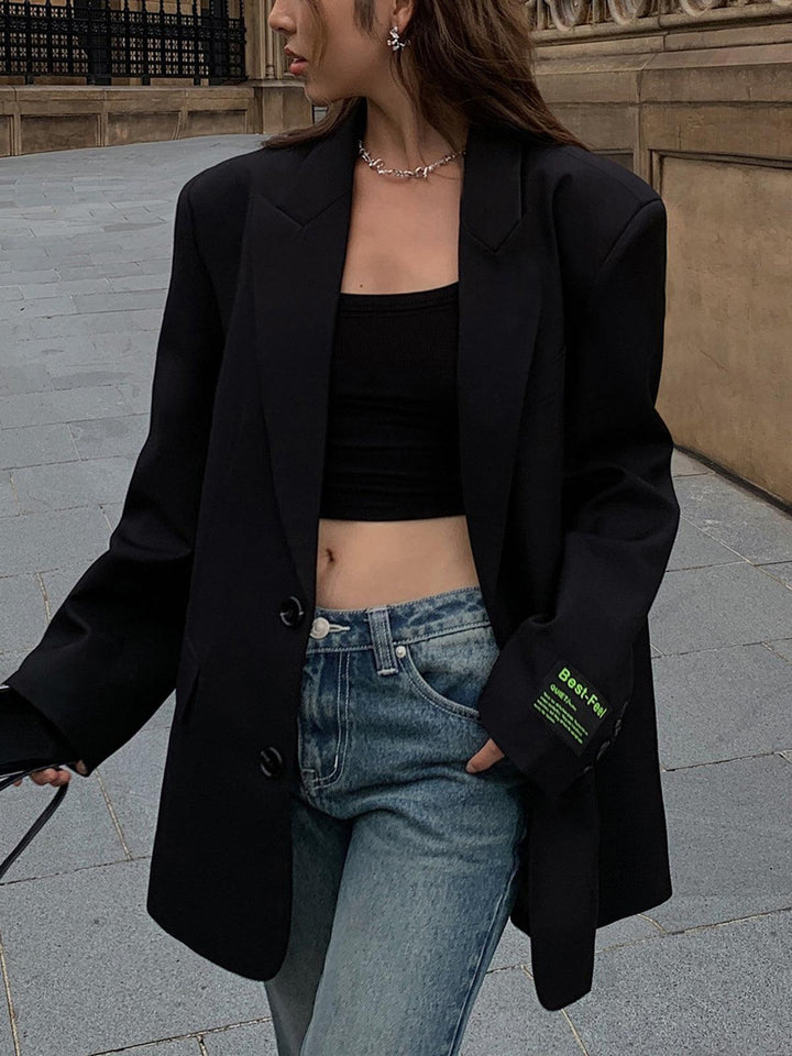 Women's Oversized Wool Blazer Coat Premium Wool Mix Formal Suit Jacket