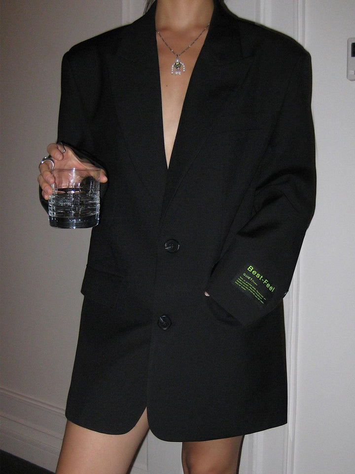 Women's Oversized Wool Blazer Coat Premium Wool Mix Formal Suit Jacket