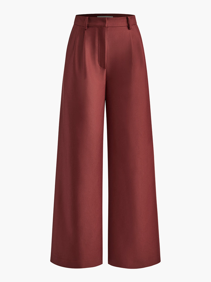 Wide Leg Trousers Women's High Waisted Breathable Summer Blend Tailored Pants