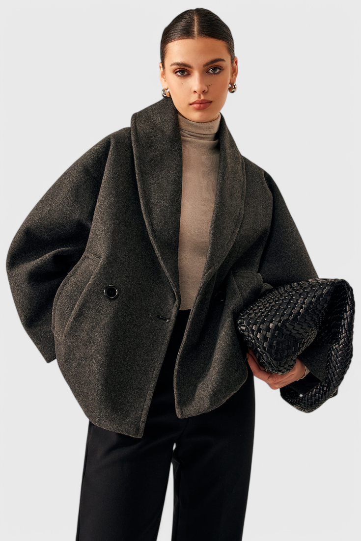 Women's Wool Pea Coat Oversized Double Breasted Jacket