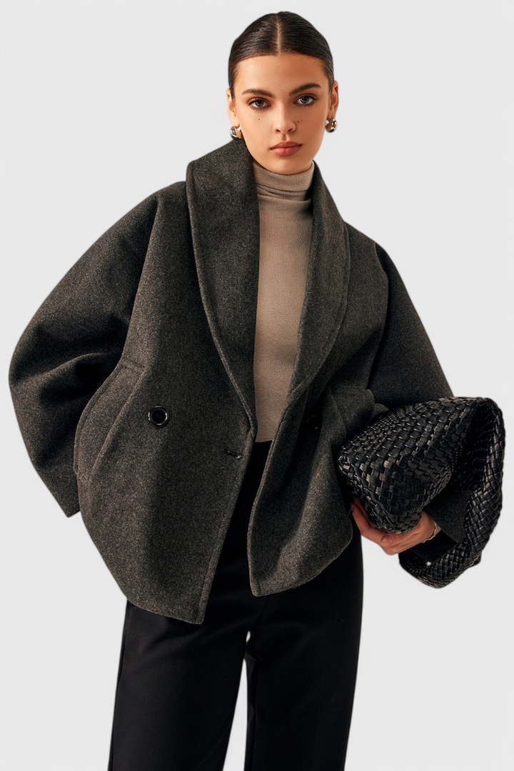 Women's Wool Pea Coat Oversized Double Breasted Jacket