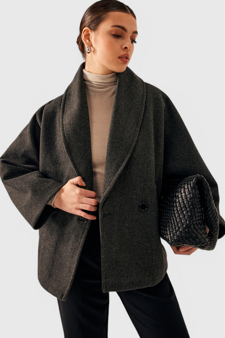 Women's Wool Pea Coat Oversized Double Breasted Jacket