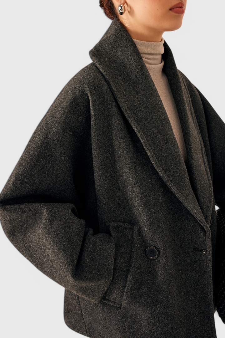 Women's Wool Pea Coat Oversized Double Breasted Jacket