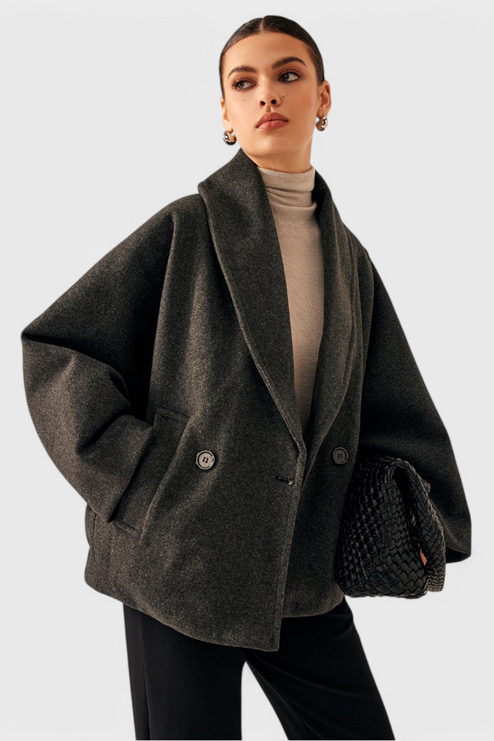 Women's Wool Pea Coat Oversized Double Breasted Jacket