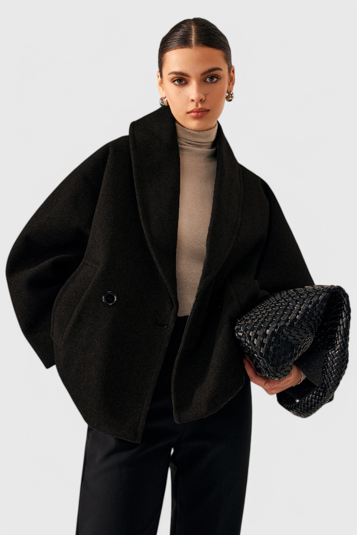 Women's Wool Pea Coat Oversized Double Breasted Jacket