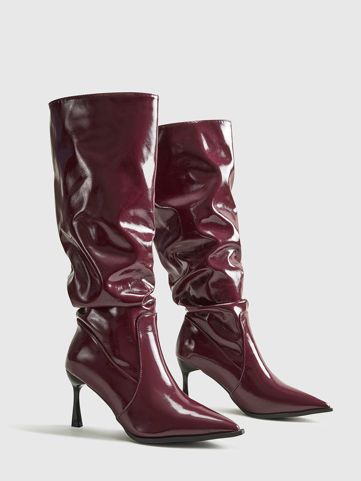 Women's Leather Knee High Stiletto Boots