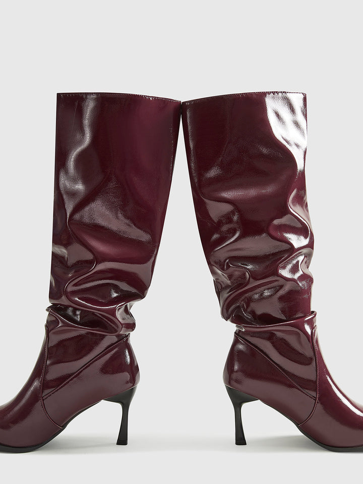 Women's Leather Knee High Stiletto Boots