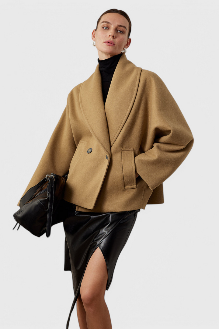 Women's Wool Pea Coat Oversized Double Breasted Jacket