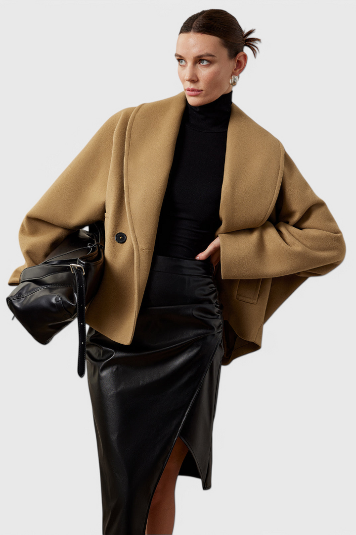 Women's Wool Pea Coat Oversized Double Breasted Jacket