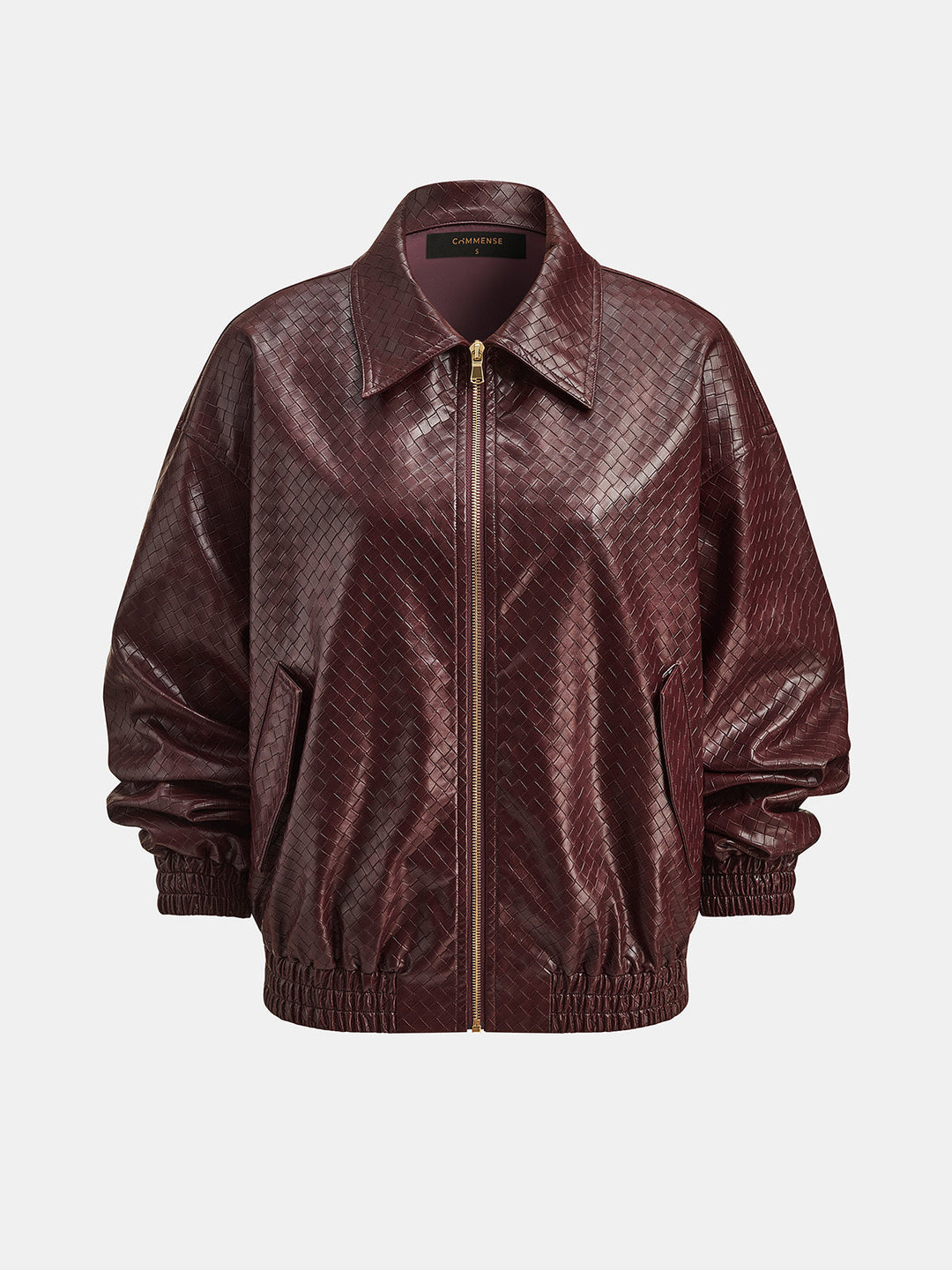Γυναικείο oversized δερμάτινο μπουφάν bomber με φερμουάρ, casual παλτό