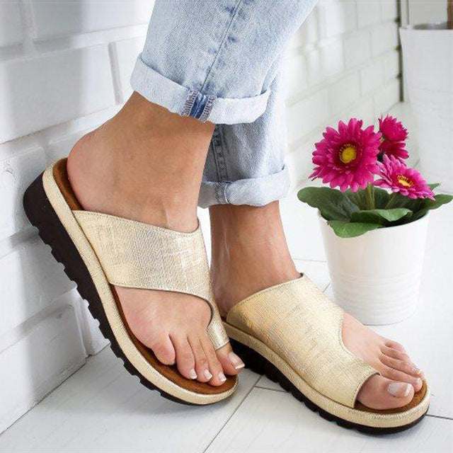 Women's Leather Orthopedic Bunion Sandals Platform Wedge Slide Shoes