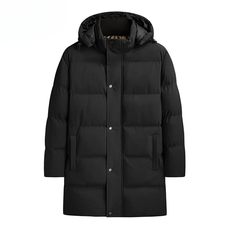 Men's Fleece Hooded Long Down Coat