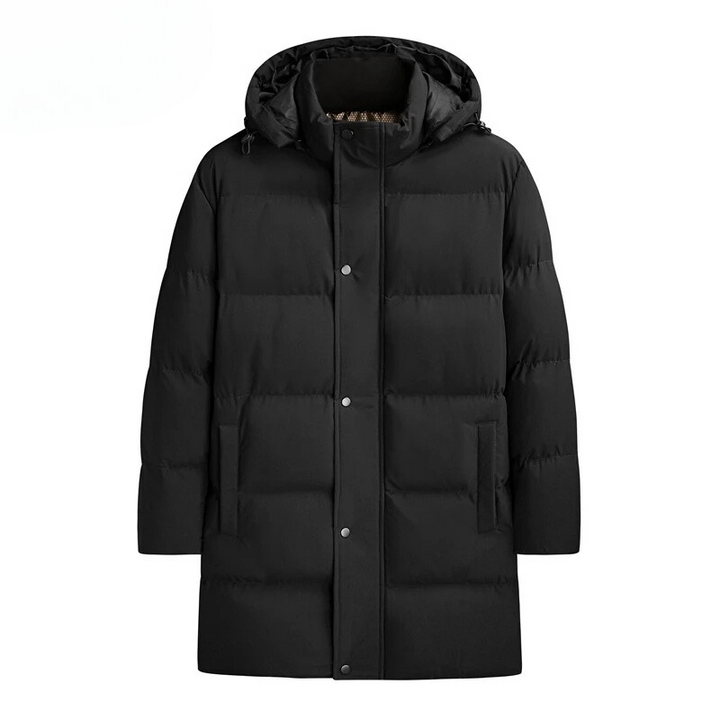 Men's Fleece Hooded Long Down Coat