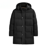 Men's Fleece Hooded Long Down Coat