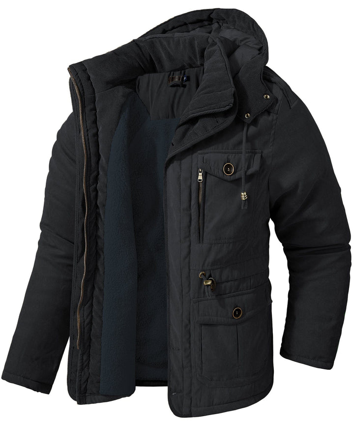 Men's Fleece Lined Hooded Outerwear Casual Coat Parka Jacket