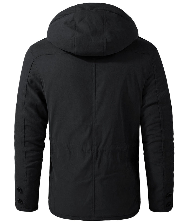 Men's Fleece Lined Hooded Outerwear Casual Coat Parka Jacket