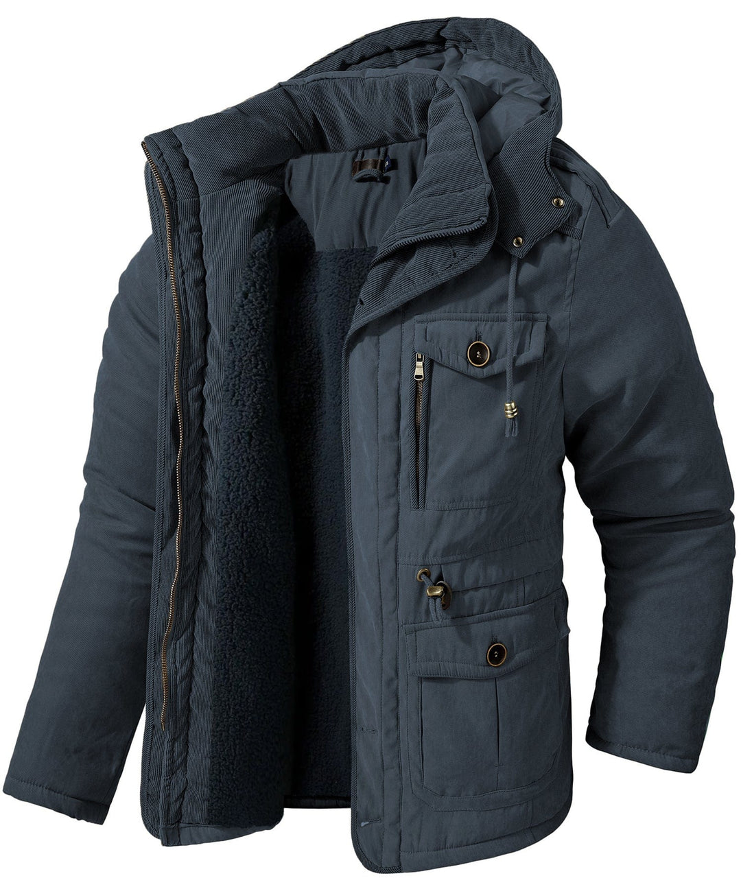 Men's Fleece Lined Hooded Outerwear Casual Coat Parka Jacket