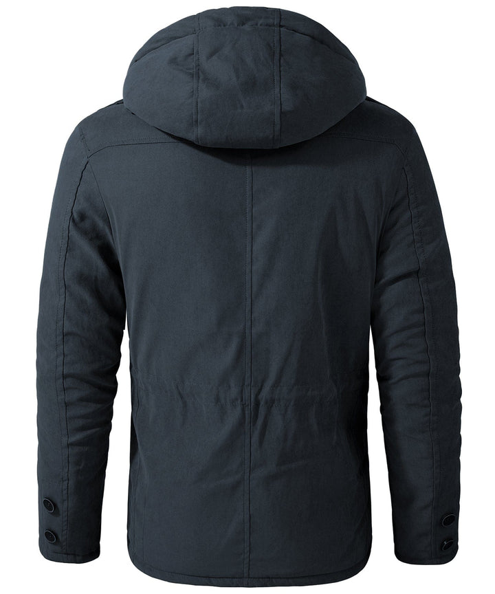 Men's Fleece Lined Hooded Outerwear Casual Coat Parka Jacket