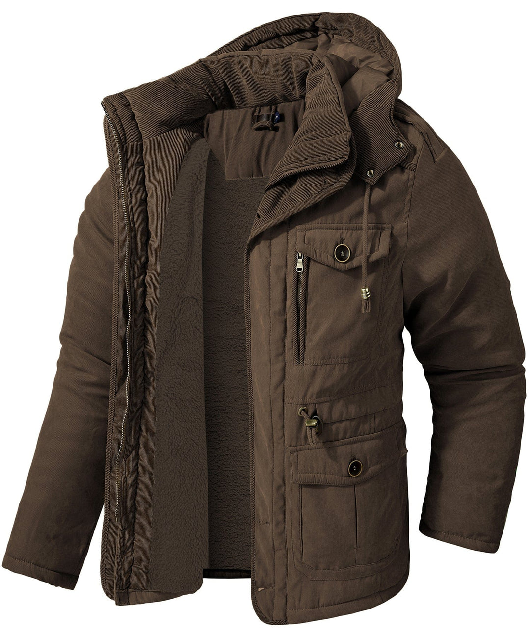 Men's Fleece Lined Hooded Outerwear Casual Coat Parka Jacket