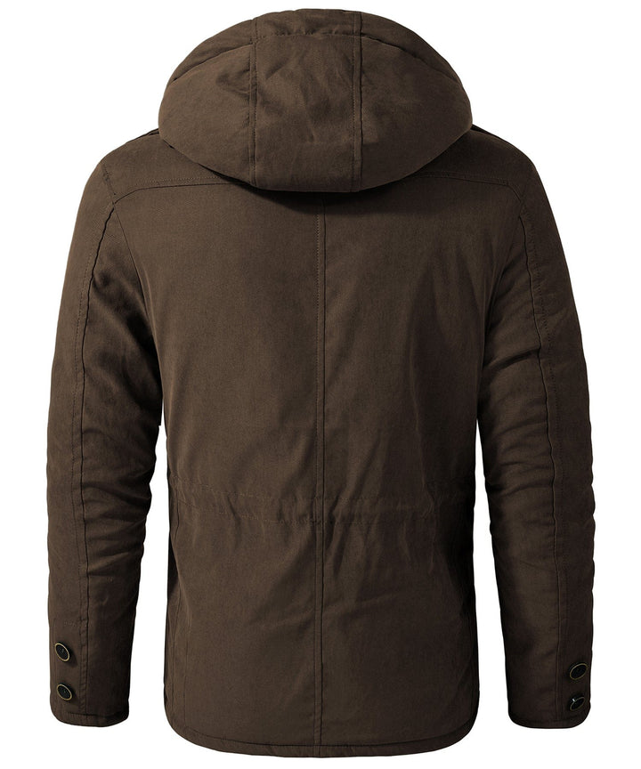 Men's Fleece Lined Hooded Outerwear Casual Coat Parka Jacket