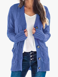 Women's Cardigan Sweater Cable Knit Wool Open Front Jumper