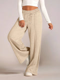 Women's Knit Wide Leg Lounge Pants Drawstring Trousers