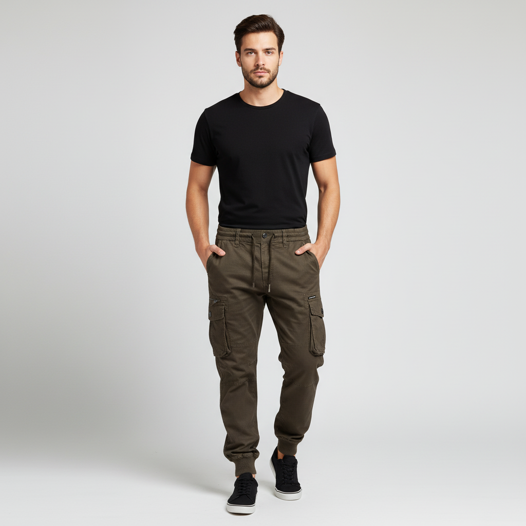 Men’s Linen Cargo Jogger Trousers