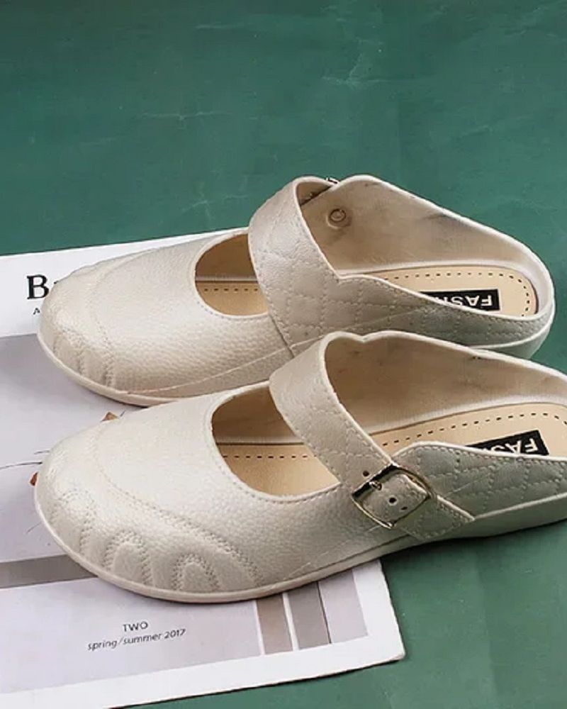 Sabots Mary Jane en cuir pour femmes, mules à enfiler
