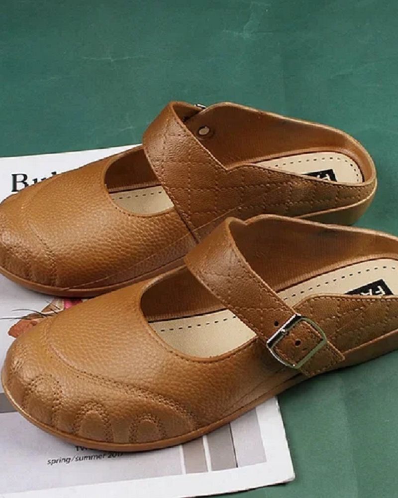Sabots Mary Jane en cuir pour femmes, mules à enfiler