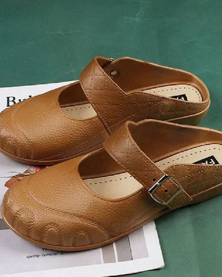 Sabots Mary Jane en cuir pour femmes, mules à enfiler