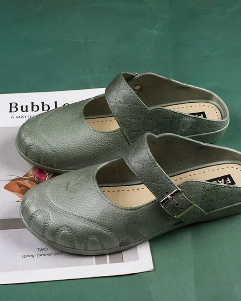 Sabots Mary Jane en cuir pour femmes, mules à enfiler