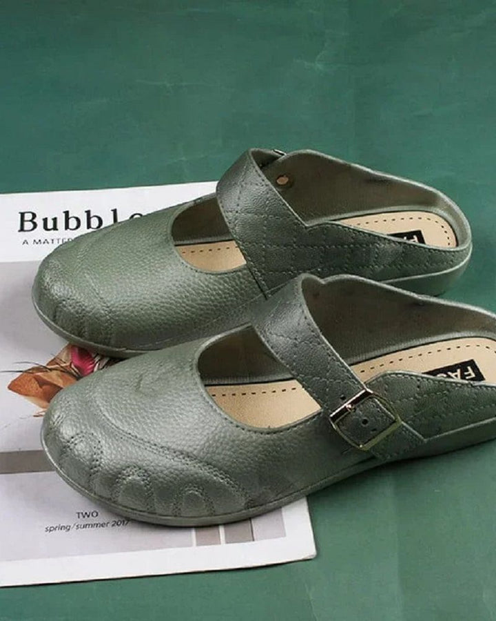 Sabots Mary Jane en cuir pour femmes, mules à enfiler