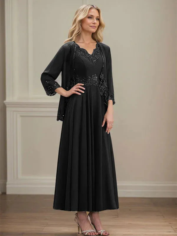 Women's Chiffon Evening Dress with Jacket