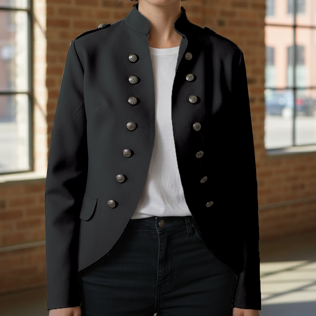 Women's Military Blazer Wool Slim Fit Tailored Officer Jacket