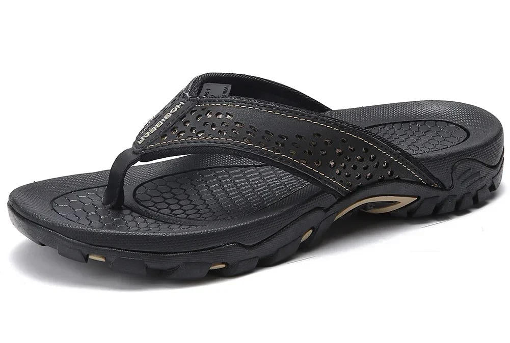Flip Flops Men's Leather Arch Support Comfort Cushioned Summer Beach Thongs