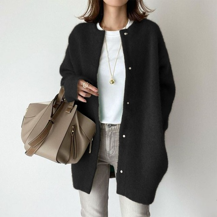 Women's Merino Wool Snap-Front Long-Sleeve Cardigan