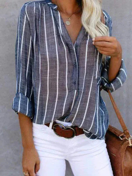 Blouse Striped For Women | Summer  | Blue