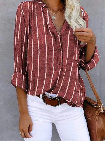 Blouse Striped For Women | Summer  | Red