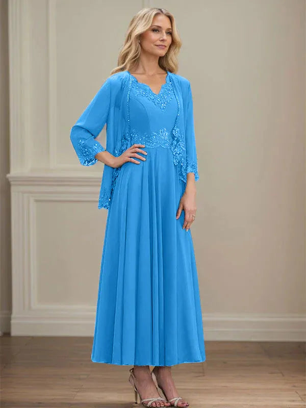 Women's Chiffon Evening Dress with Jacket