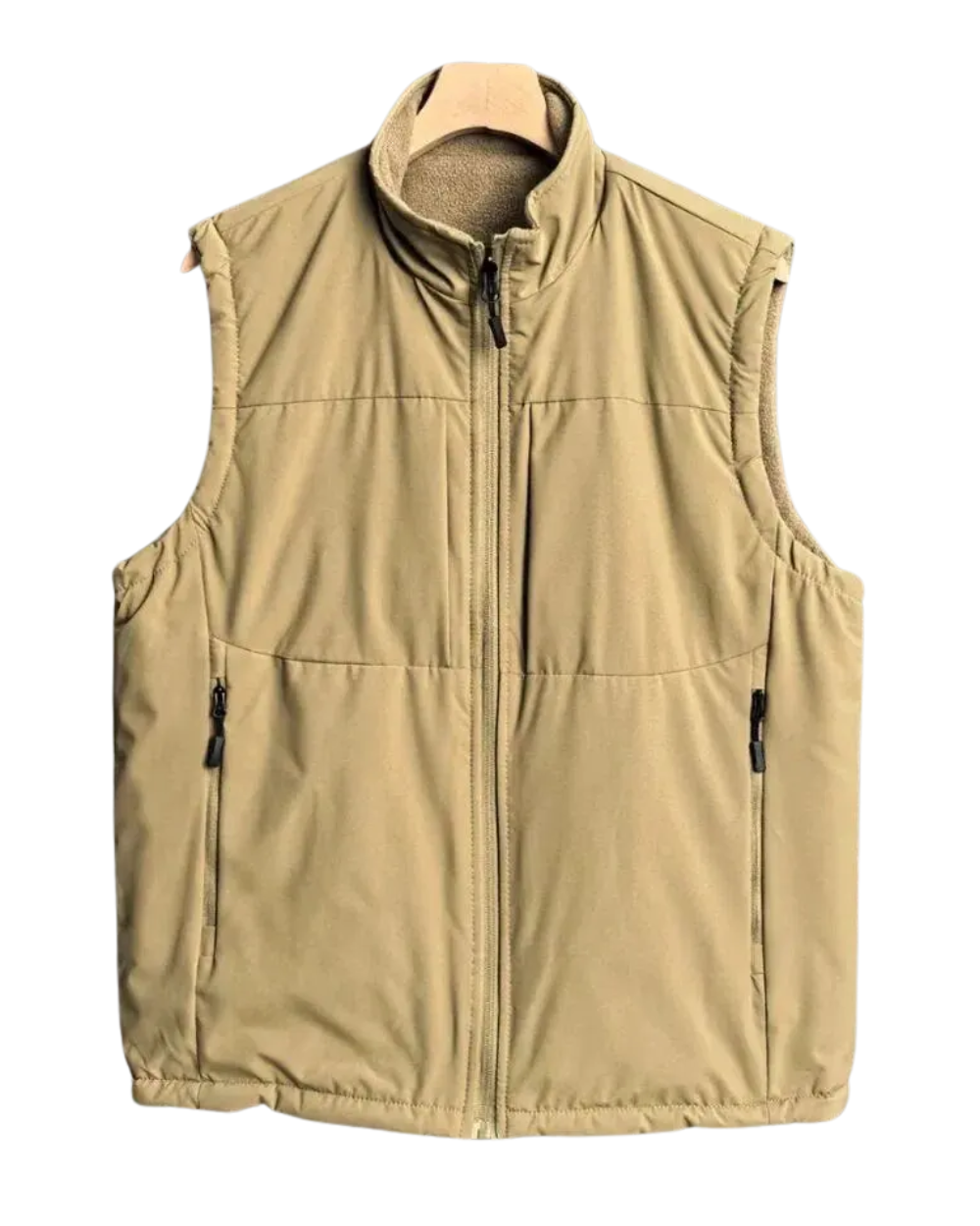 Men's Nylon Blend Vest Full Zip Sleeveless Collar Gilet