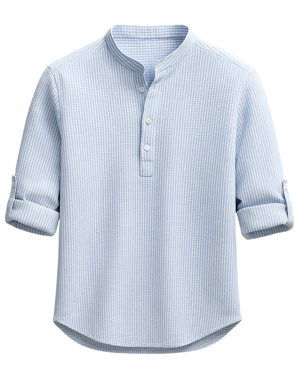 Men's Linen Long Sleeve Band Collar Henley Shirt