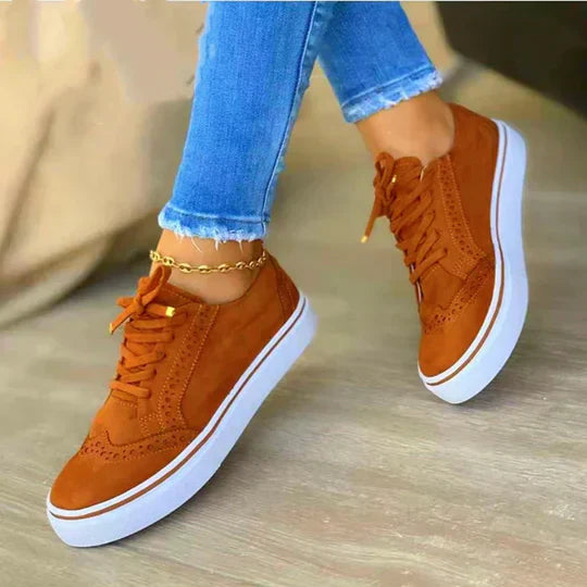 Women's Suede Trainers Sneakers Low Top Athletic Footwear